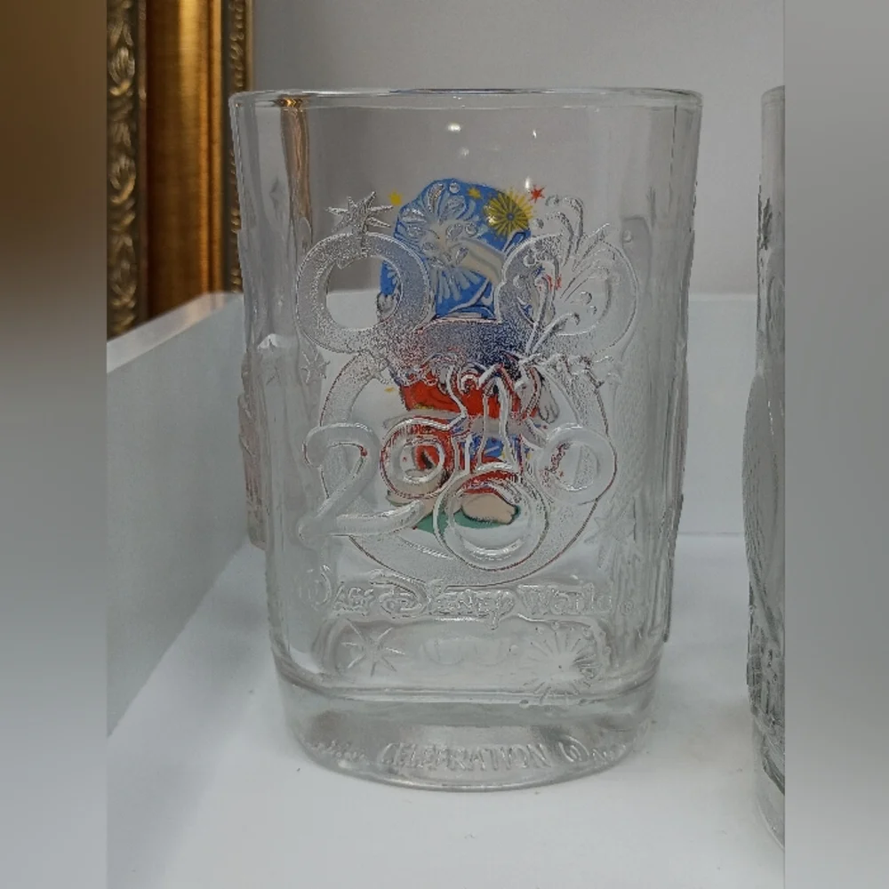 Vintage Disney Mickey Mouse Clear Glass Tumbler - Colorful Print